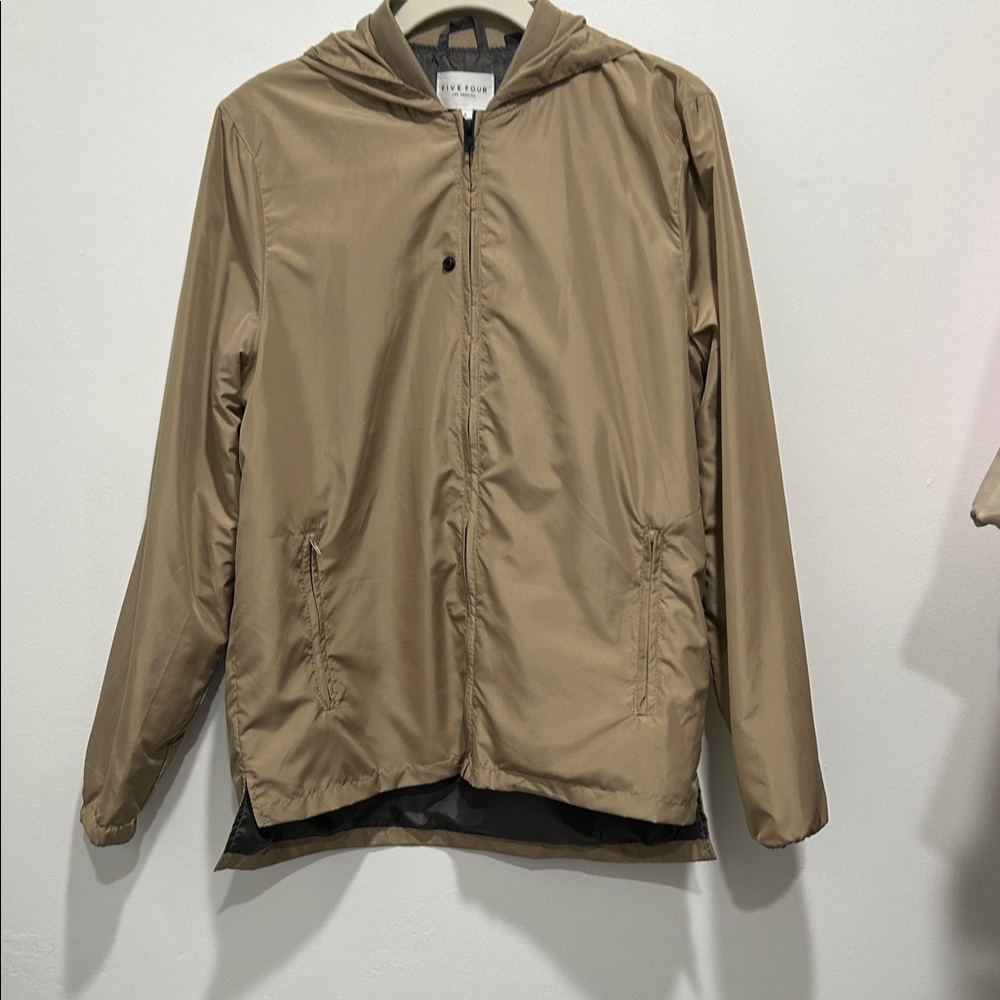 Men’s Khaki Hooded Windbreaker Jacket